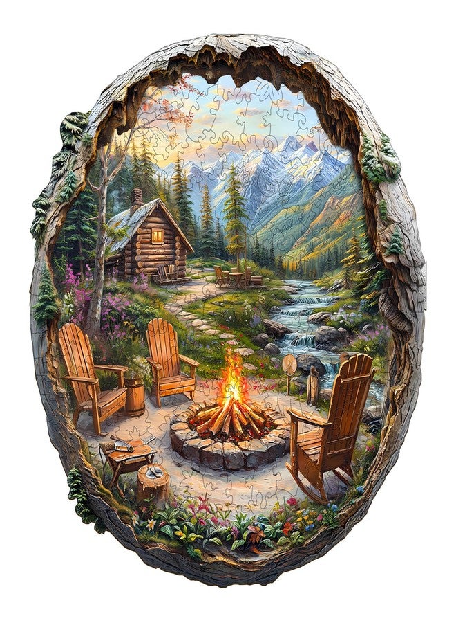 AEEKDOOK Wooden Puzzles for Adults - 3D Outdoor Bonfire Wooden Puzzle - Unique Animal Shape Wood Cut Puzzles - Eco-Friendly Home Office Decor (M-11.4 * 11.2in) - Image 1